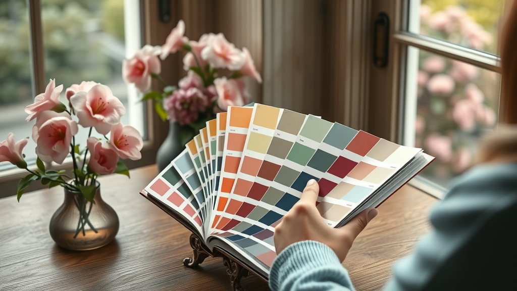Classic color swatch book displaying traditional color palettes and paint colors with muted rich hues