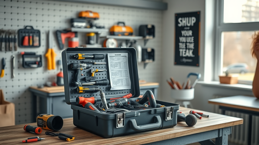 Open toolbox organized electric tool accessories wall-mounted tool rack